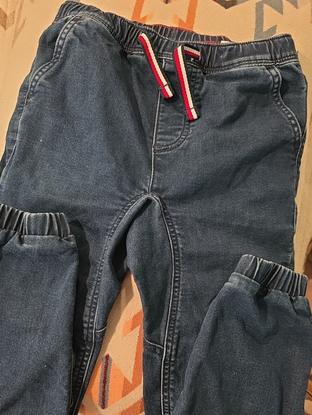 Tommy Hilfiger Navy Pull-On Denim Joggers with Red-White-Blue Drawstring